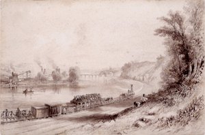 The River Wall at Wylam Scars by John Wilson Carmichael